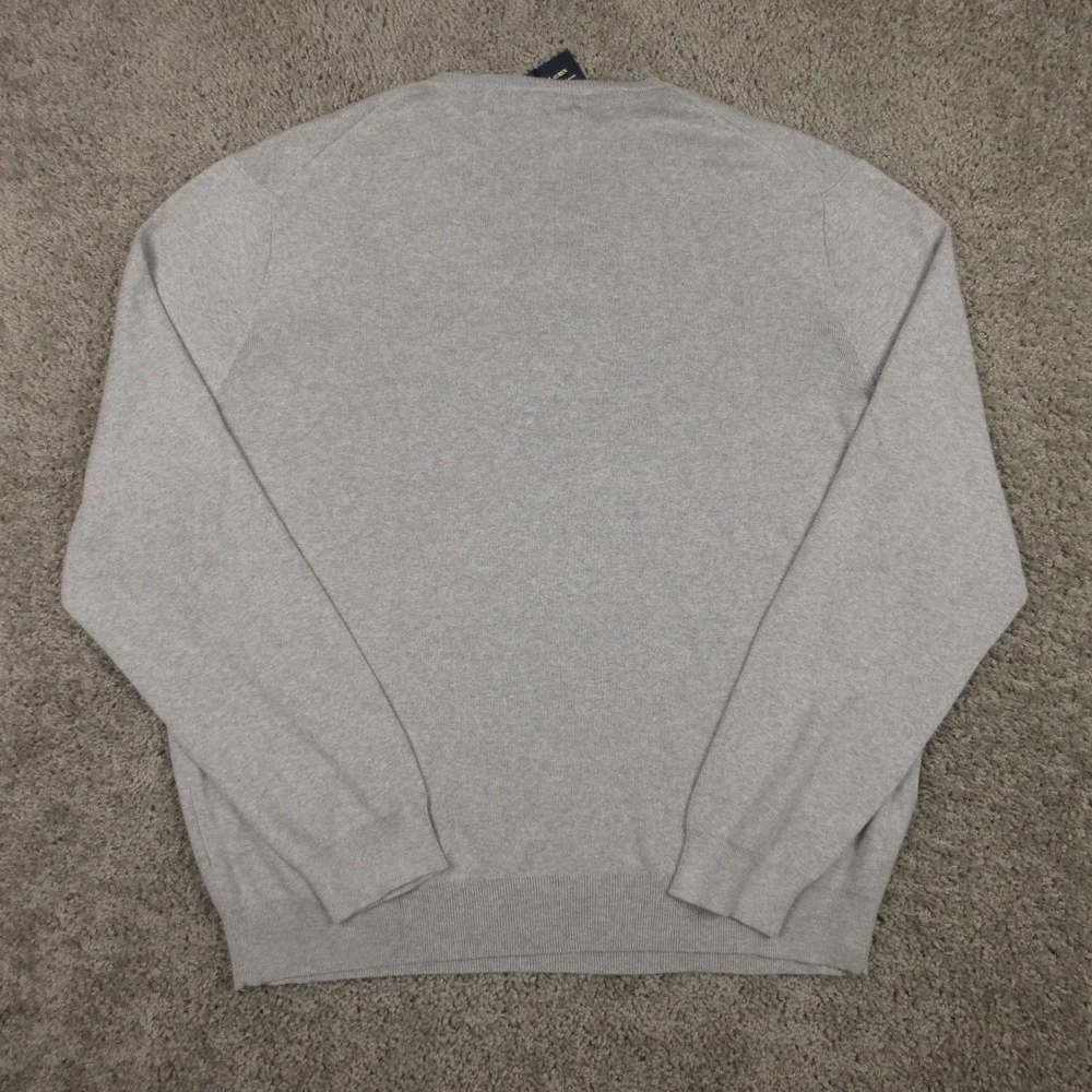 Polo Ralph Lauren Sweater Mens 2XL Gray Pima Cotton Knit V-Neck Pullover NEW